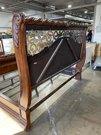 Solid Wood Sleigh Style King Size Bed Frame