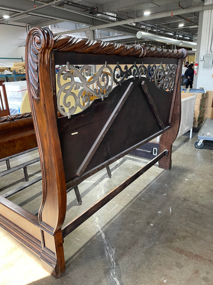 Solid Wood Sleigh Style King Size Bed Frame