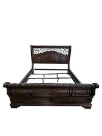 Solid Wood Sleigh Style King Size Bed Frame
