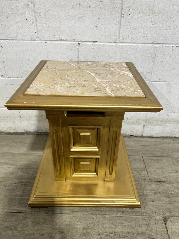 Golden Glimmer Pedestal Table