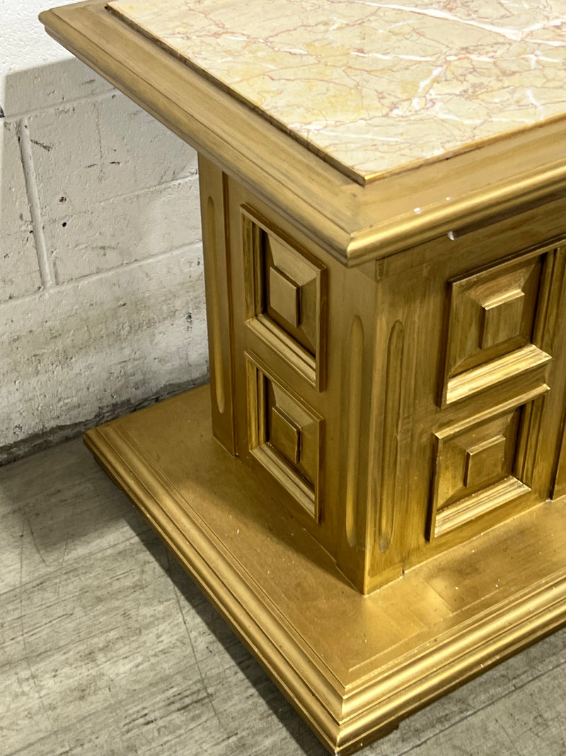 Golden Glimmer Pedestal Table