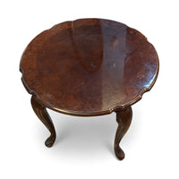 Walnut Round Side Table With Cabriole Legs