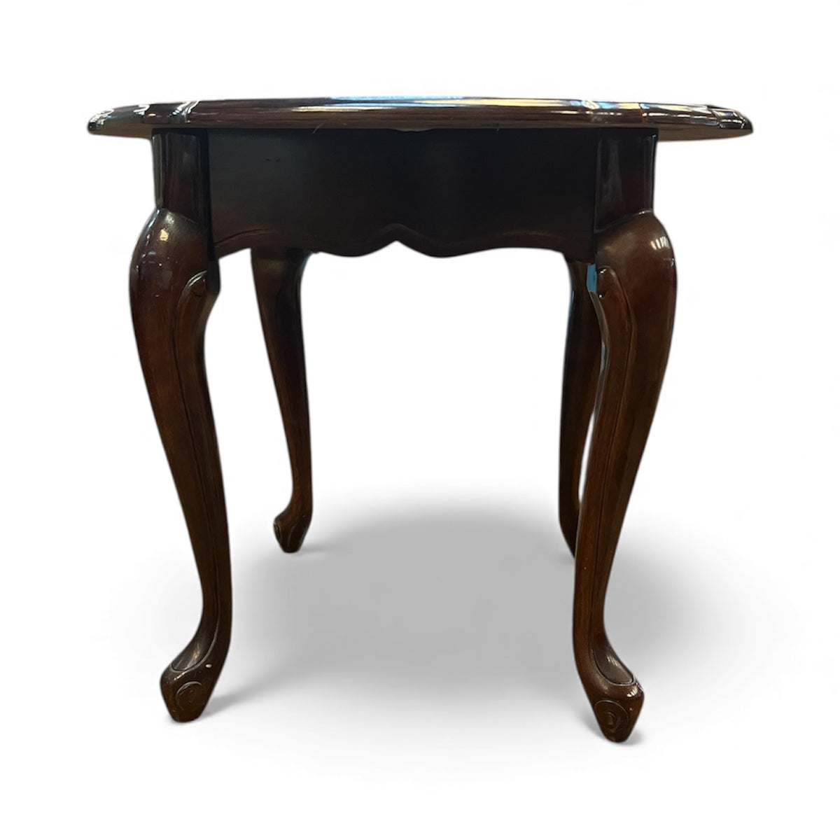 Walnut Round Side Table With Cabriole Legs