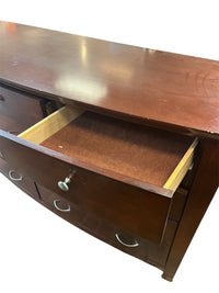 Dark Brown Curved Dresser With Silver Hardware