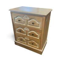 Wooden Cream Toned Dresser With Carvings