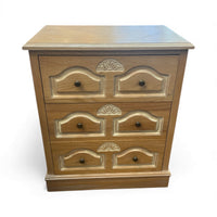 Wooden Cream Toned Dresser With Carvings
