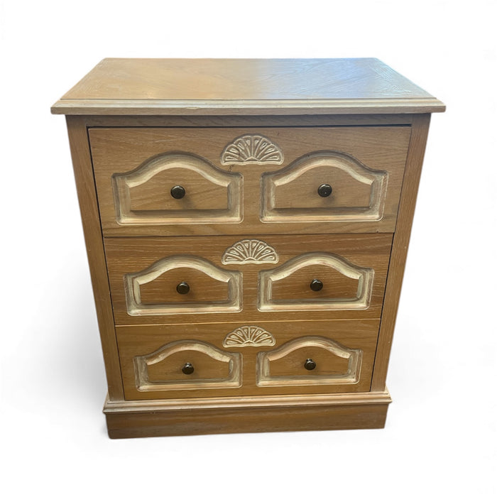 Wooden Cream Toned Dresser With Carvings