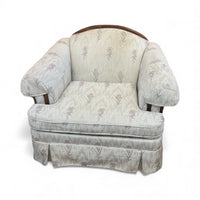 Floral Upholsterd Armchair with Wooden Trim
