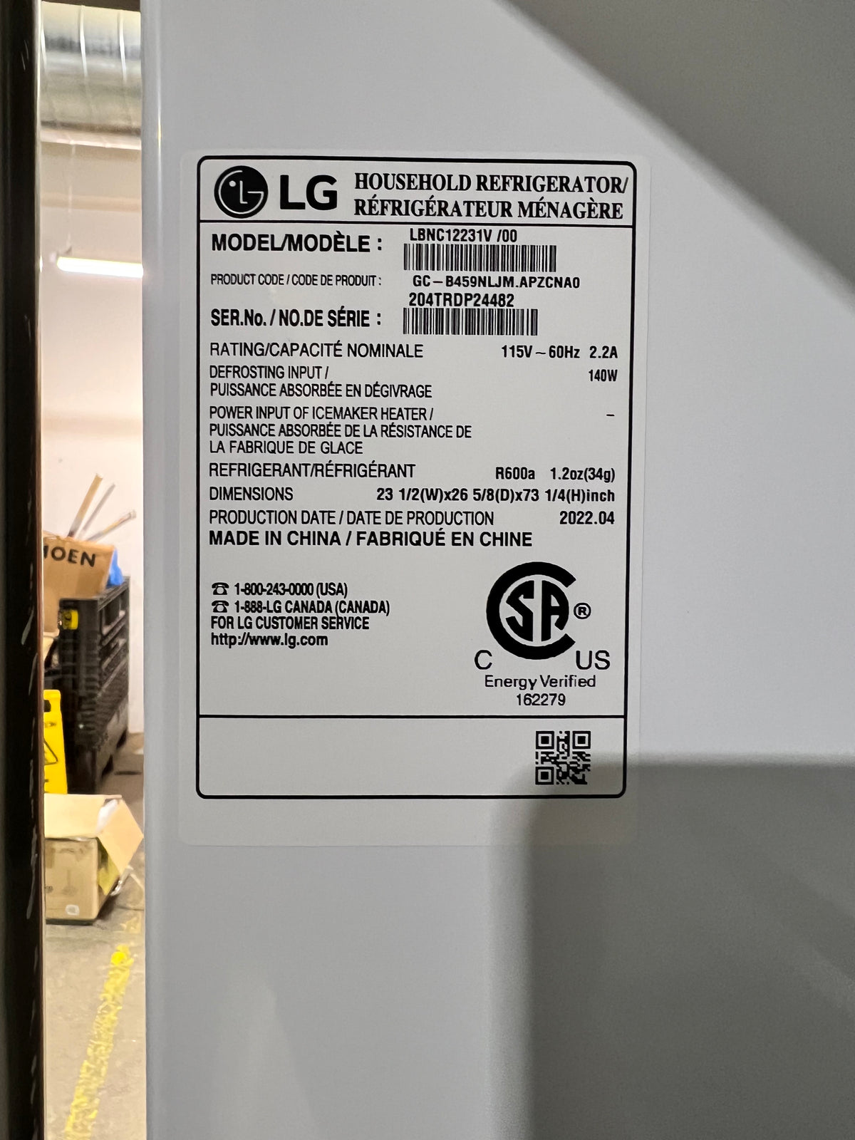 LG 24-inch W 12 cu. ft. Bottom Freezer Refrigerator