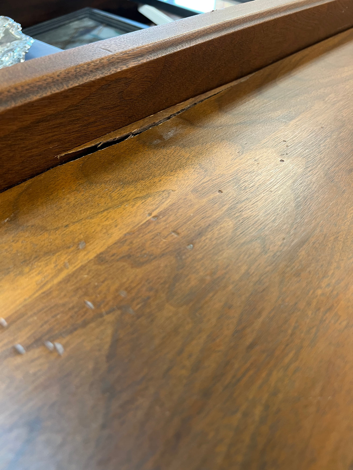 Solid Wood Side Board with Geometric Inlay