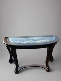 Wood Frame Glass Top Hall Table