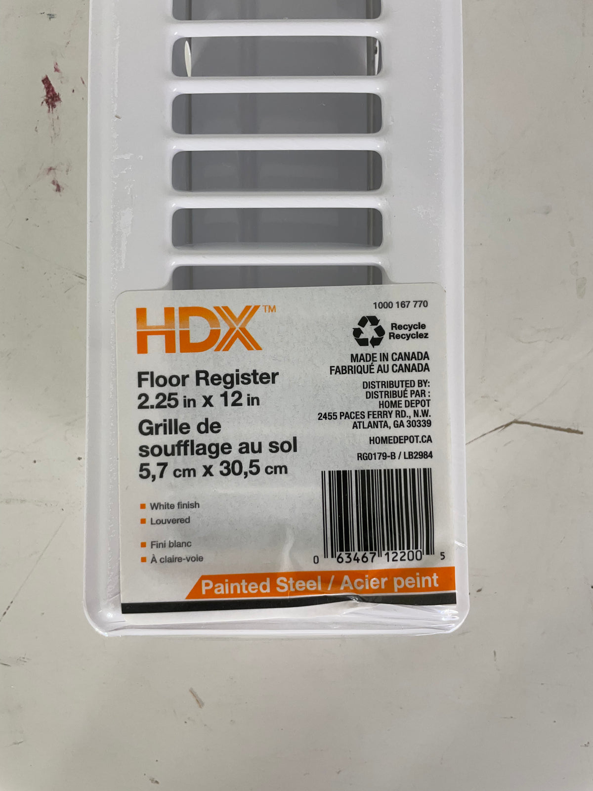 HDX - 2.25" x 12" Floor Register in White