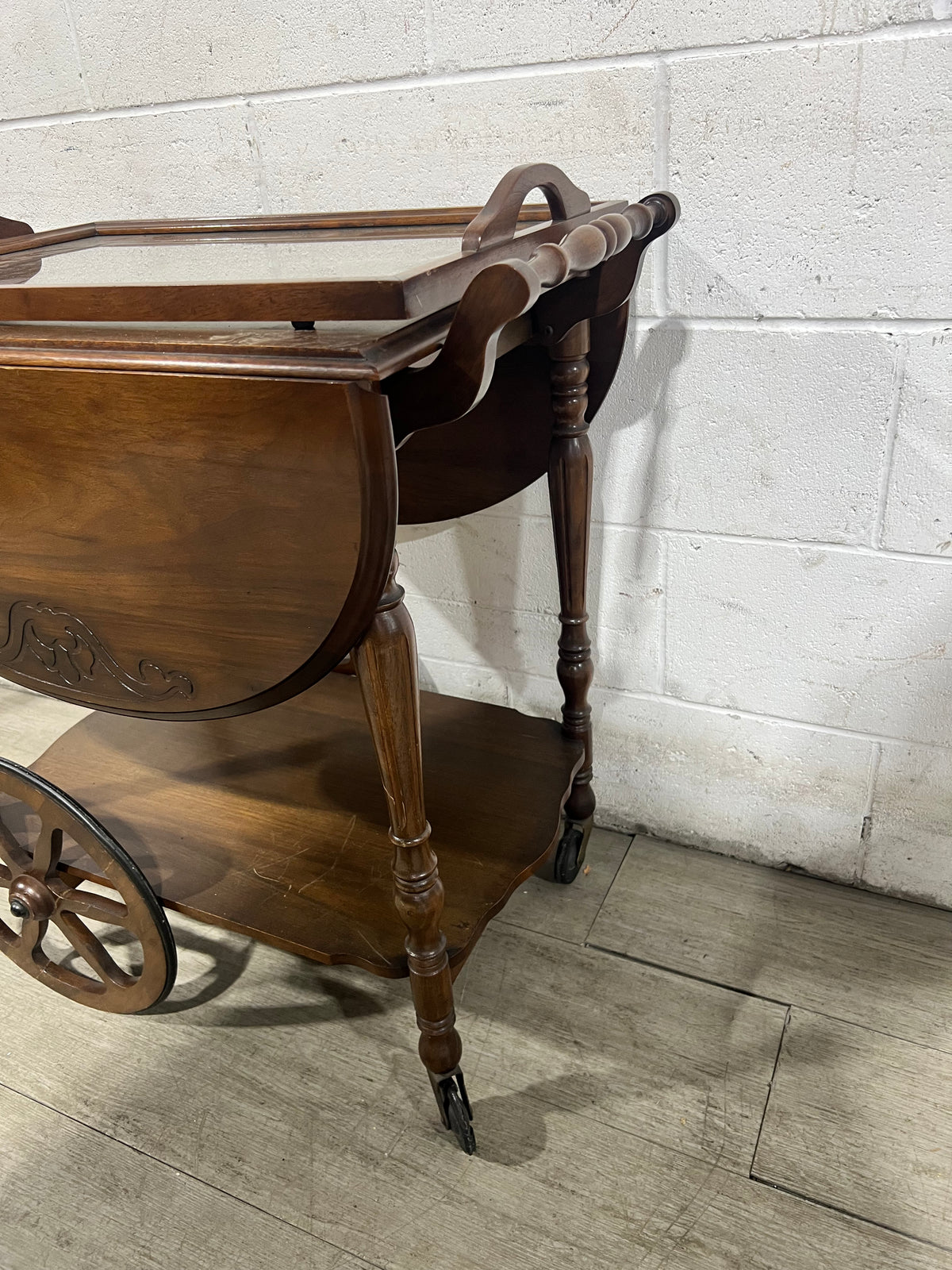 Vintage Craftsman Drop-Leaf Tea Cart