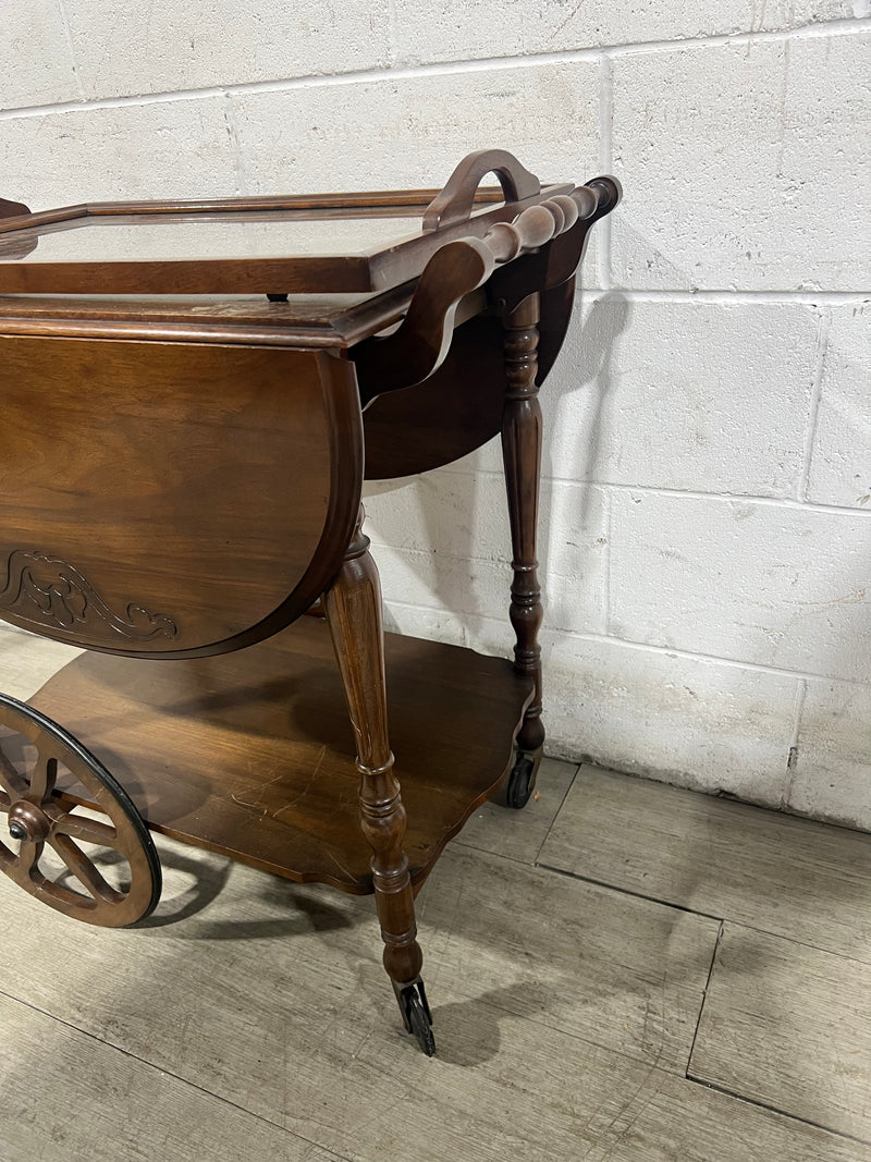 Vintage Craftsman Drop-Leaf Tea Cart
