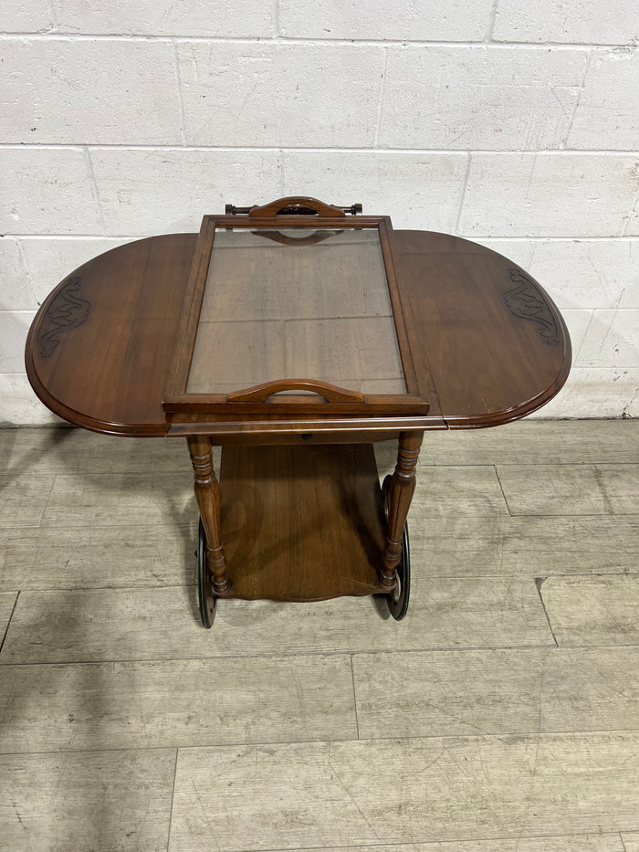 Vintage Craftsman Drop-Leaf Tea Cart
