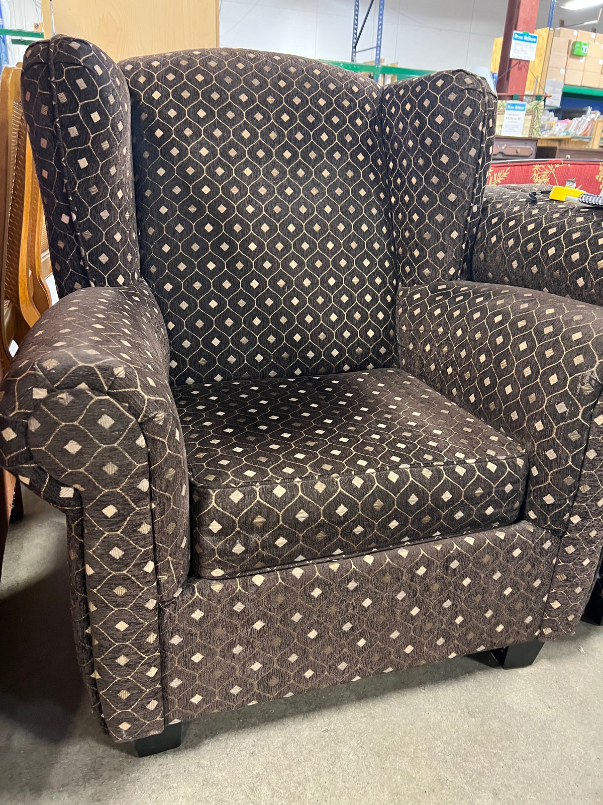 Patterned Wingback Chair