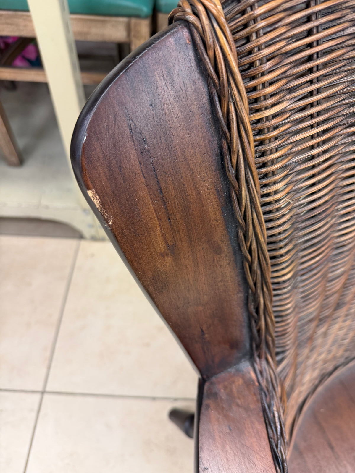 Vintage Wicker Chair with Cushions