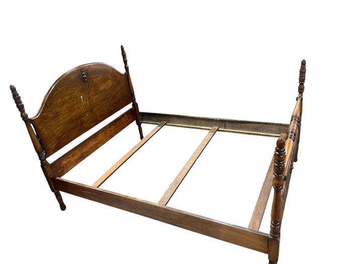 Classic Carved Wood Double Bed Frame