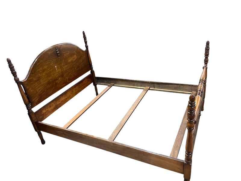 Classic Carved Wood Double Bed Frame