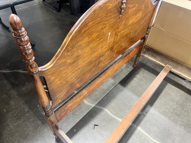 Classic Carved Wood Double Bed Frame