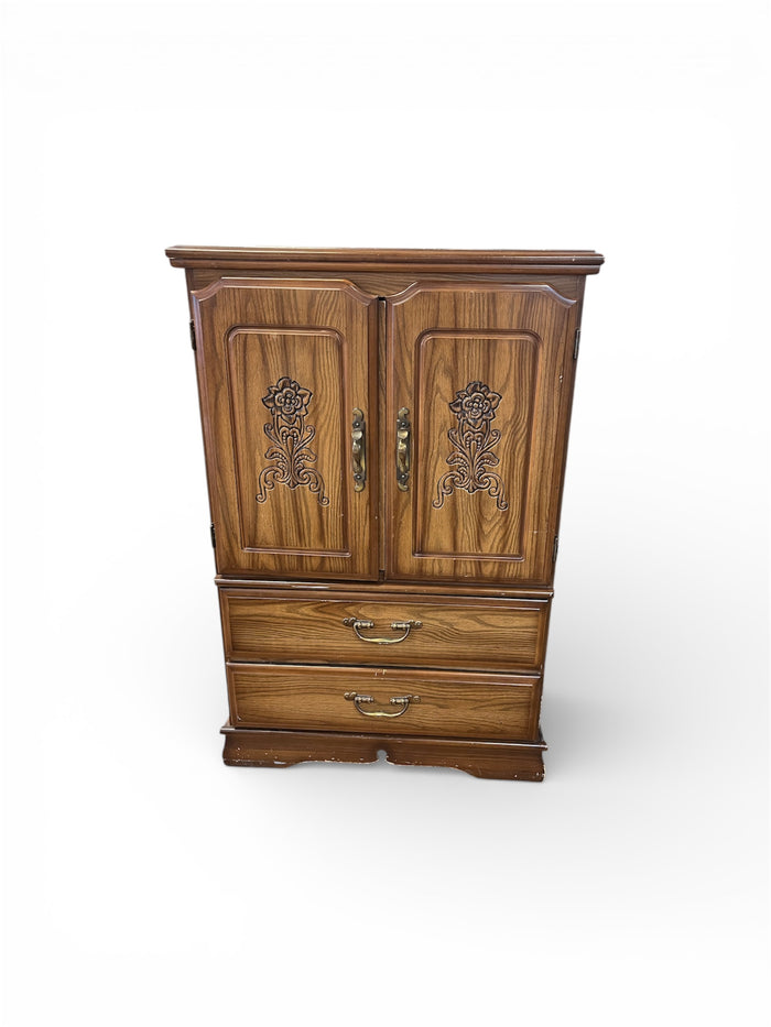 Wood Storage Armoire With Drawers