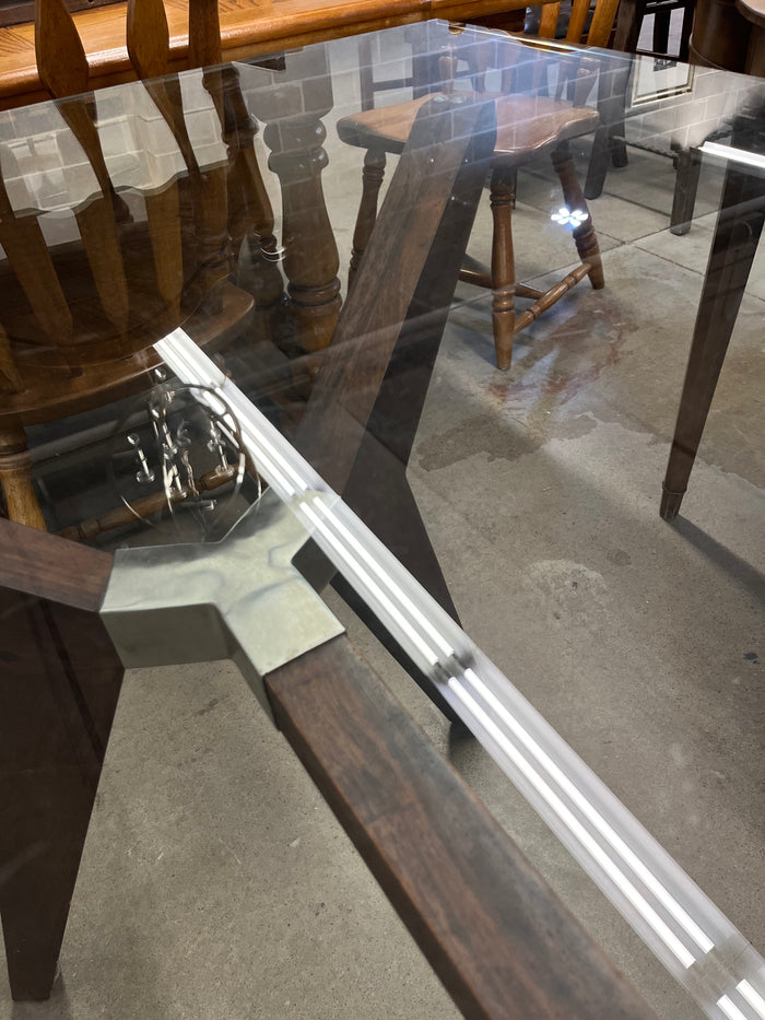 70"W Glass Top Dining Table