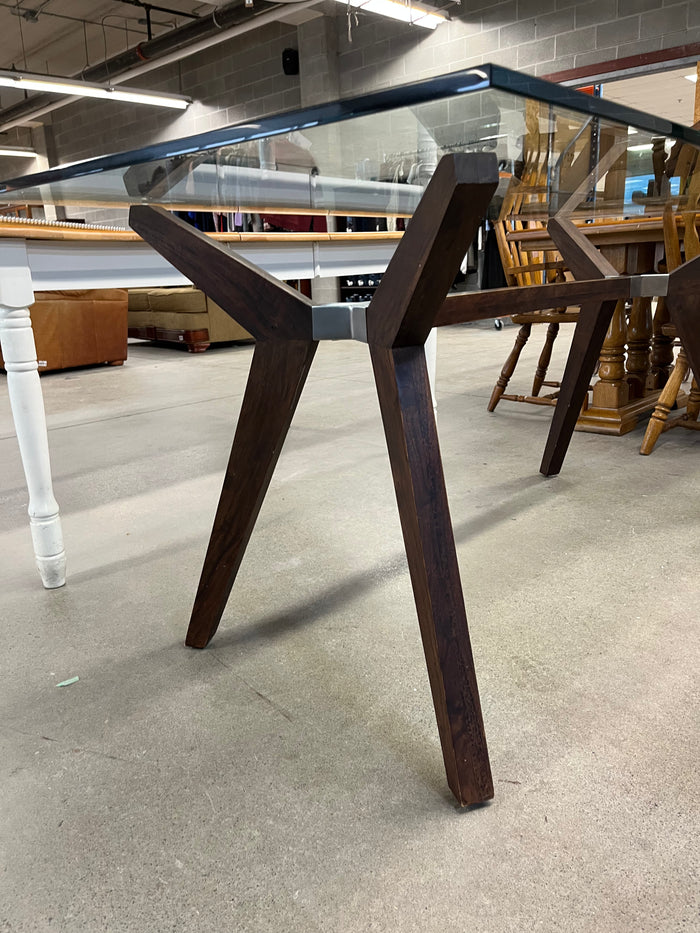 70"W Glass Top Dining Table