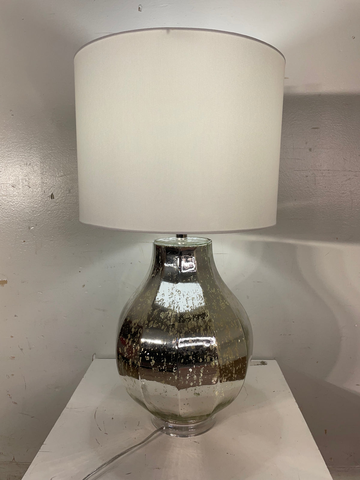 Mercury Glass & White Shade Table Lamp