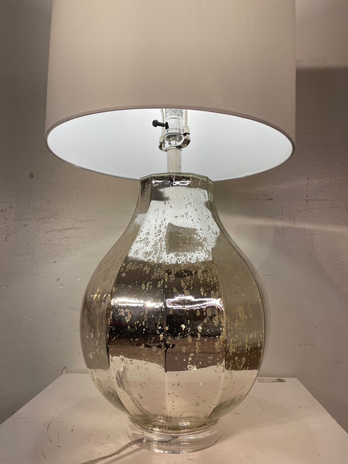 Mercury Glass & White Shade Table Lamp