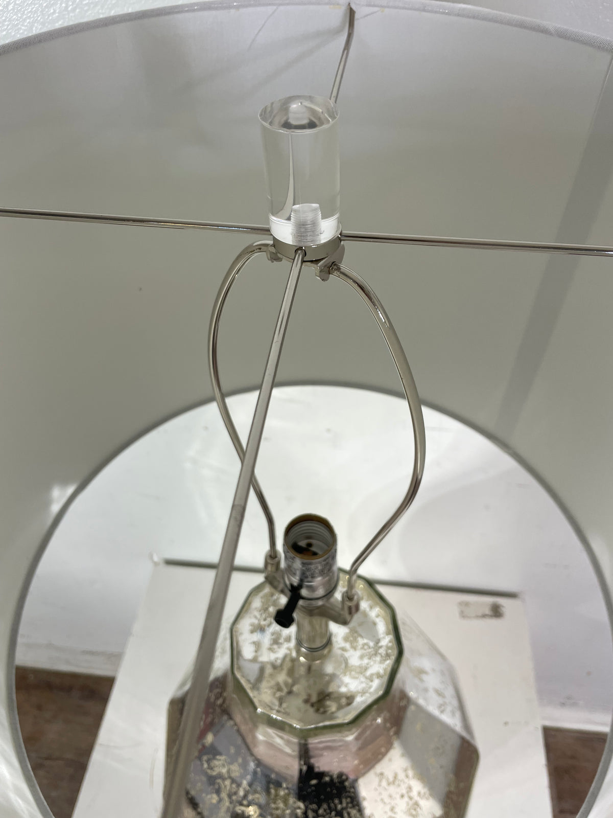 Mercury Glass & White Shade Table Lamp