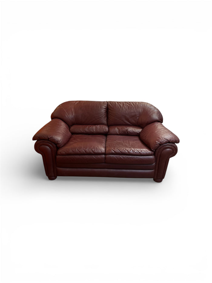 Burgundy Leather Love Seat