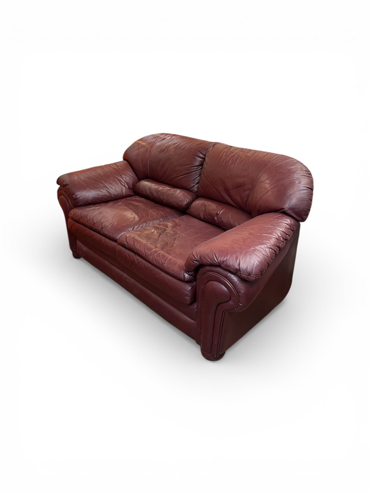 Burgundy Leather Love Seat