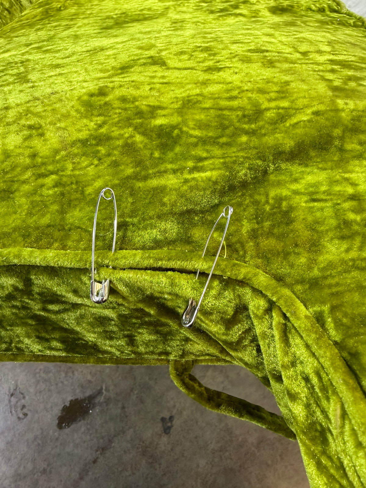 Mid-Century Hollywood Regency Chartreuse  Green Velvet Sofa