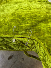 Mid-Century Hollywood Regency Chartreuse  Green Velvet Sofa