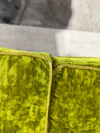 Mid-Century Hollywood Regency Chartreuse  Green Velvet Sofa