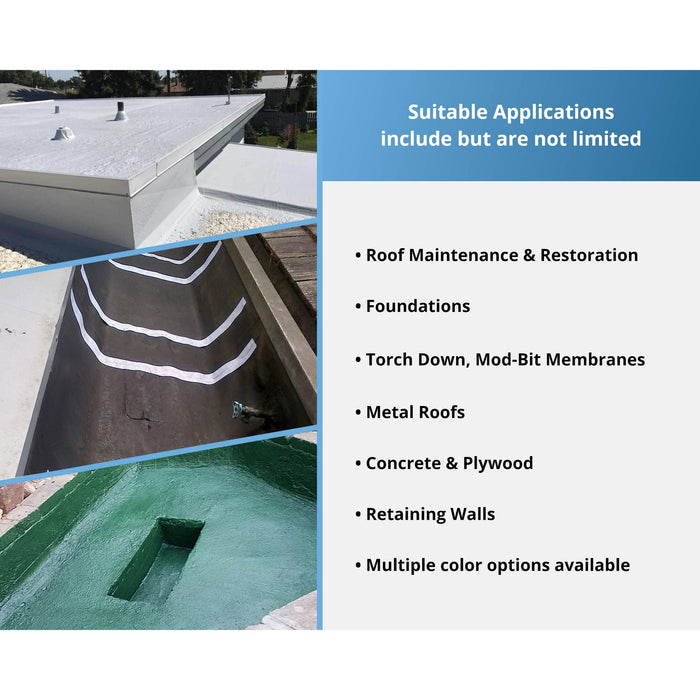 Liquid Rubber Color Waterproof Sealant - Multi-Surface Leak Repair Indoor and Outdoor Coating, Water-Based, Easy to Apply, White, 5 Gallon