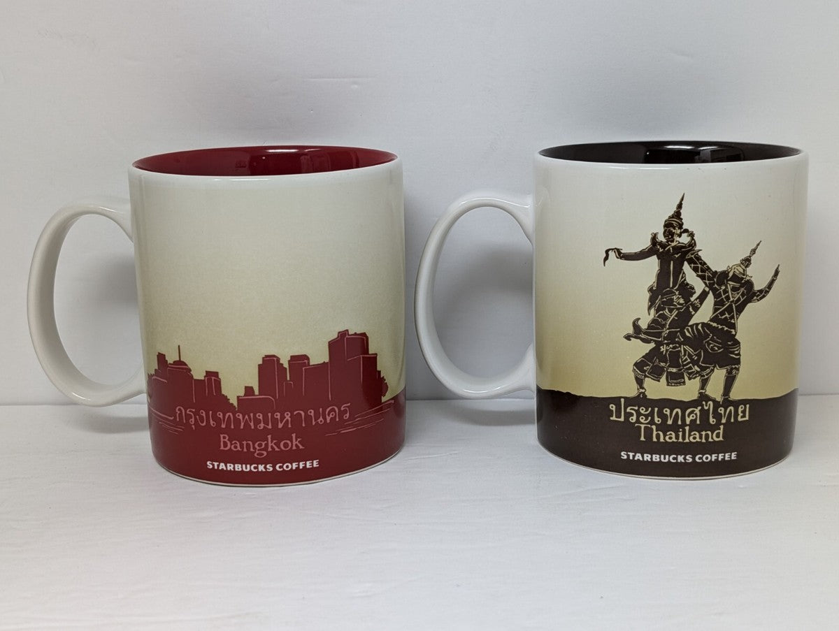 Complete Set of Two Starbucks Collectable 3 oz Espresso Mugs (Thailand/Bangkok)
