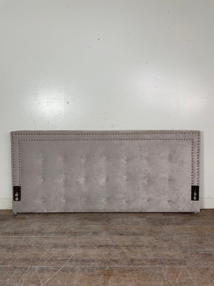 Queen Grey Silver Studded Headboard