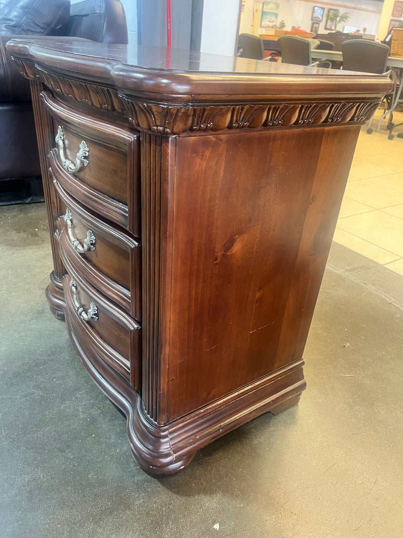 Ornate Traditional Dark Wood Nightstand