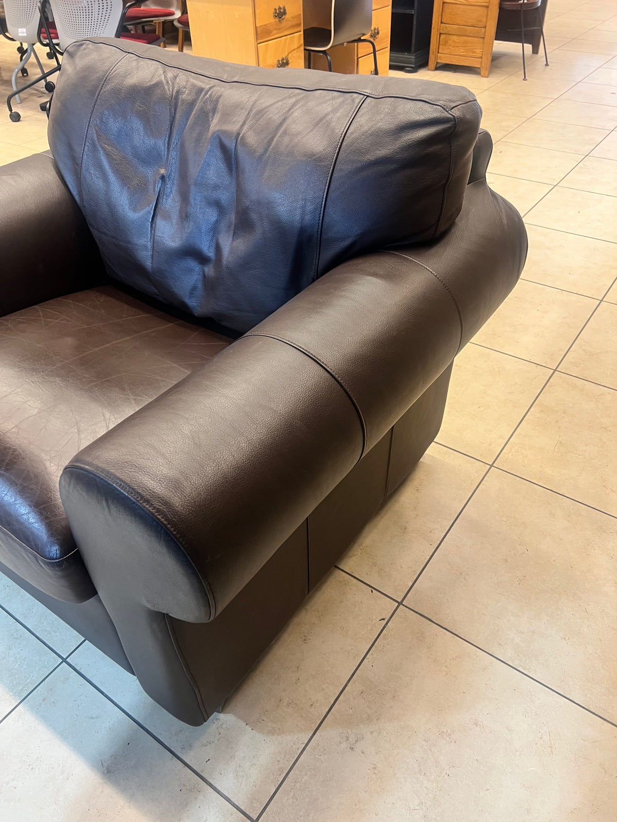 Deep Brown Leather Club Chair