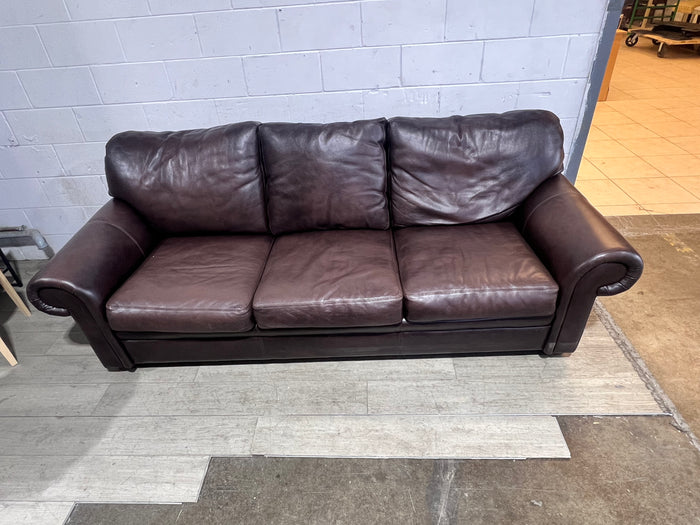 Classic Top Grain Dark Brown Leather Sofa