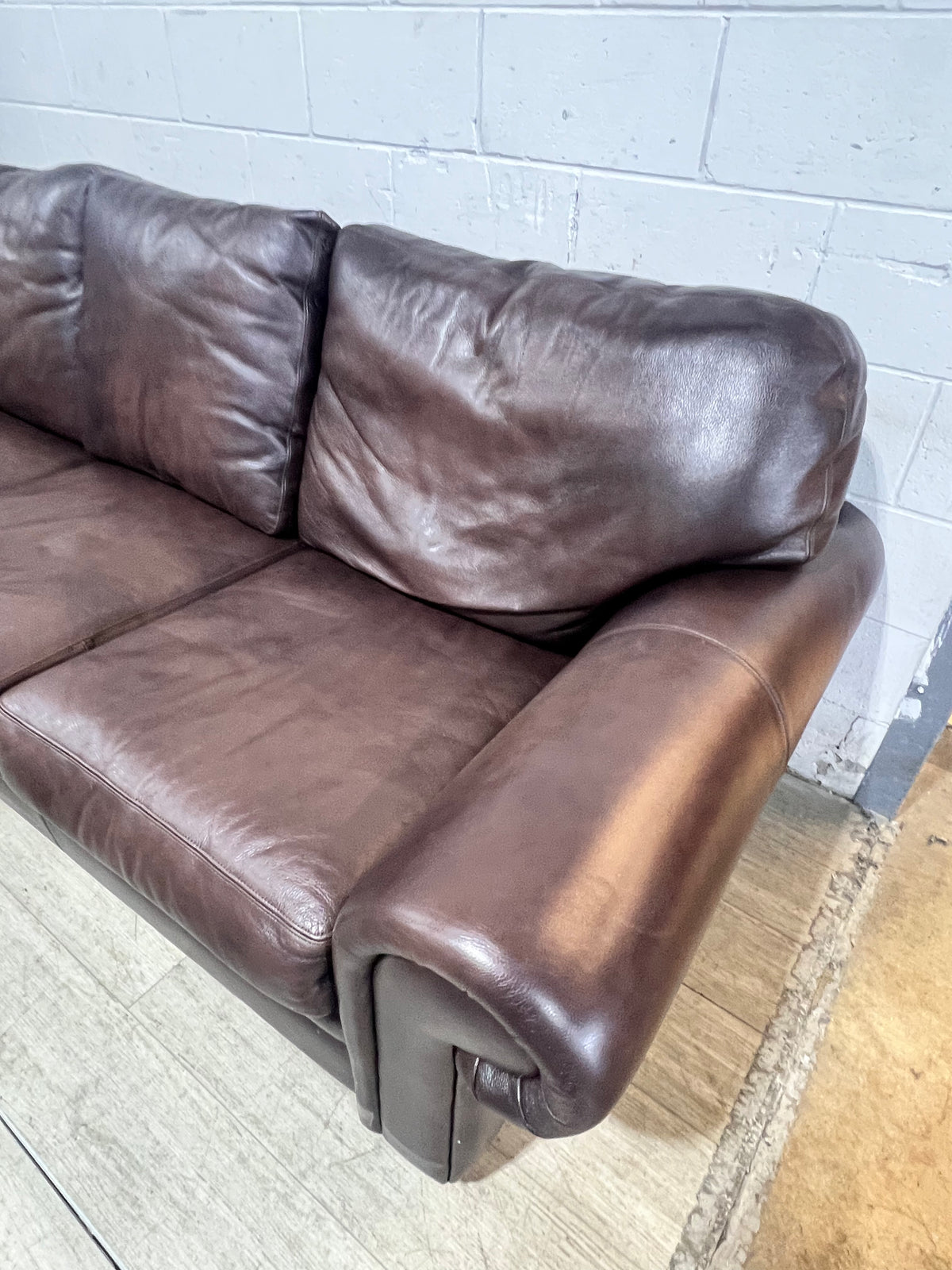 Classic Top Grain Dark Brown Leather Sofa