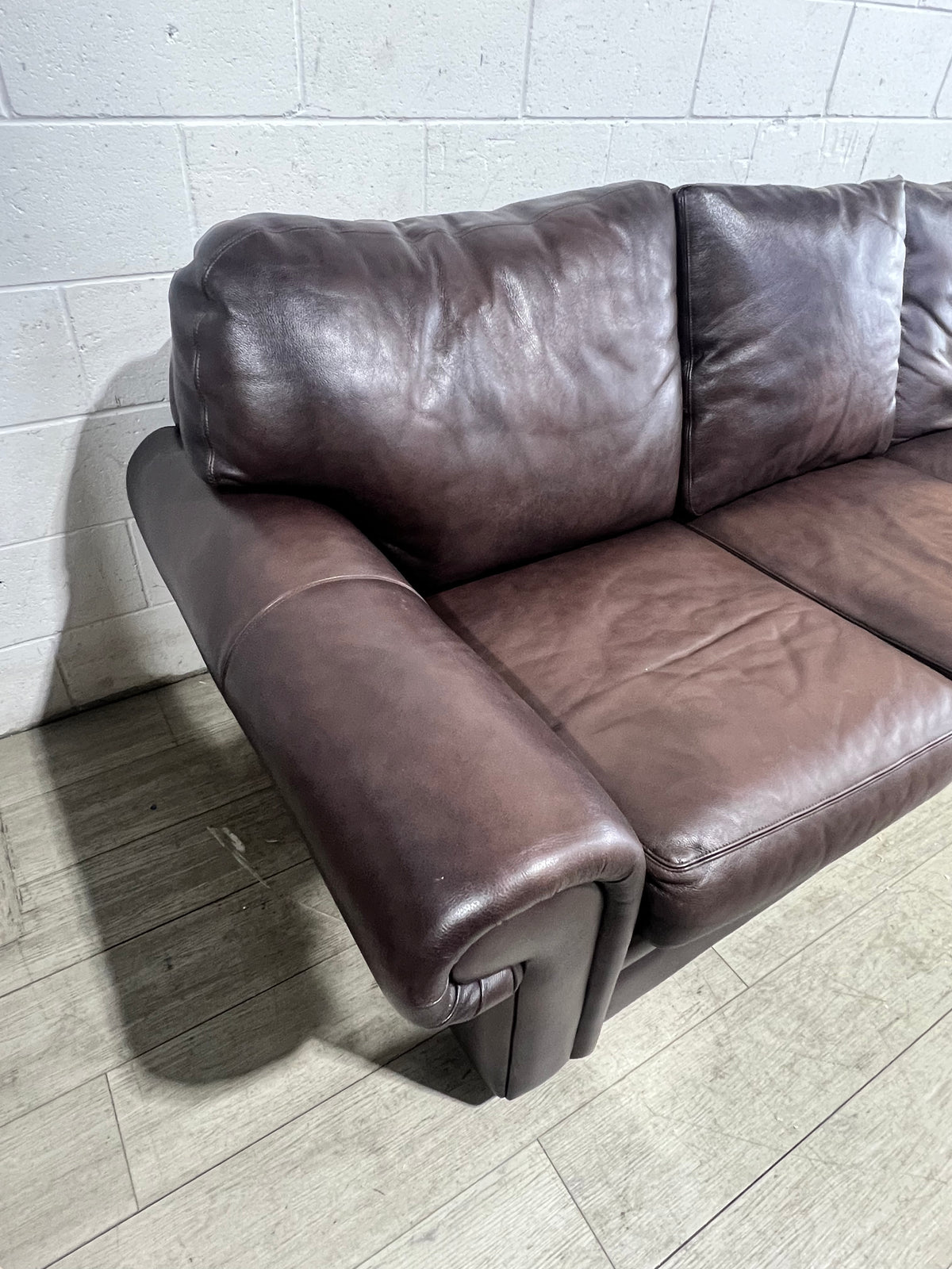 Classic Top Grain Dark Brown Leather Sofa