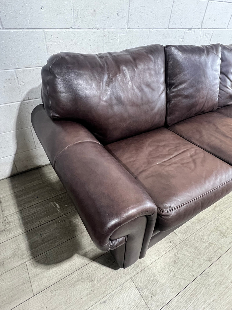 Classic Top Grain Dark Brown Leather Sofa