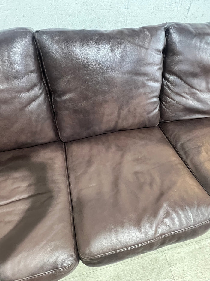 Classic Top Grain Dark Brown Leather Sofa
