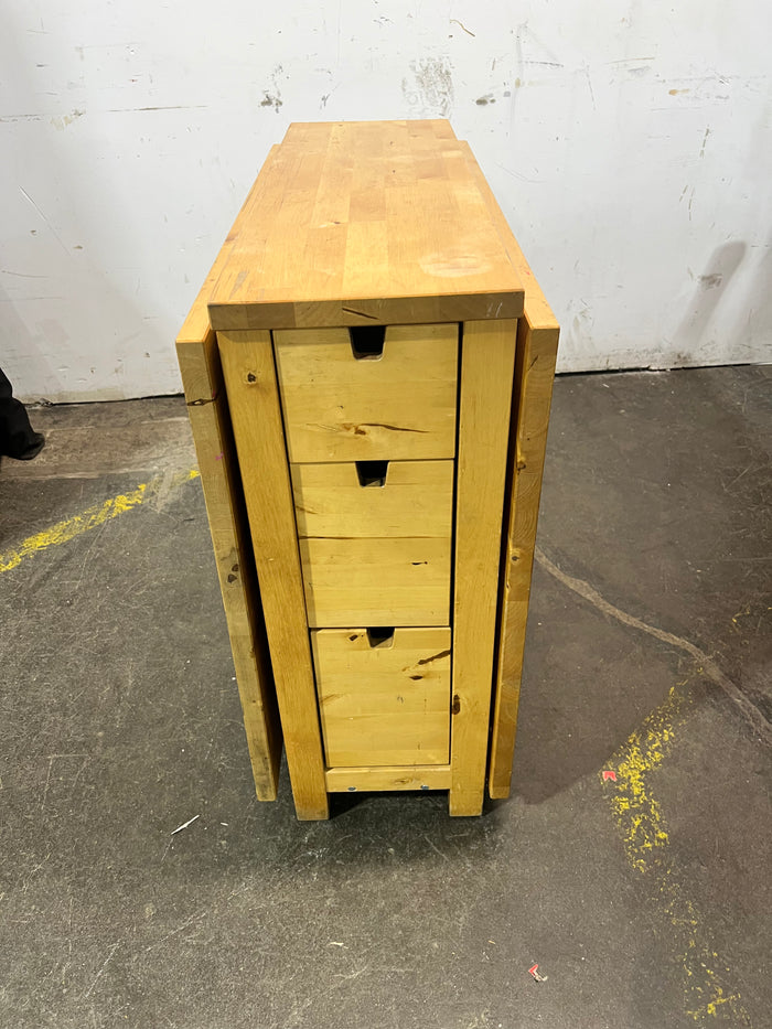 Butcher Block Drop-Leaf Table with Storage