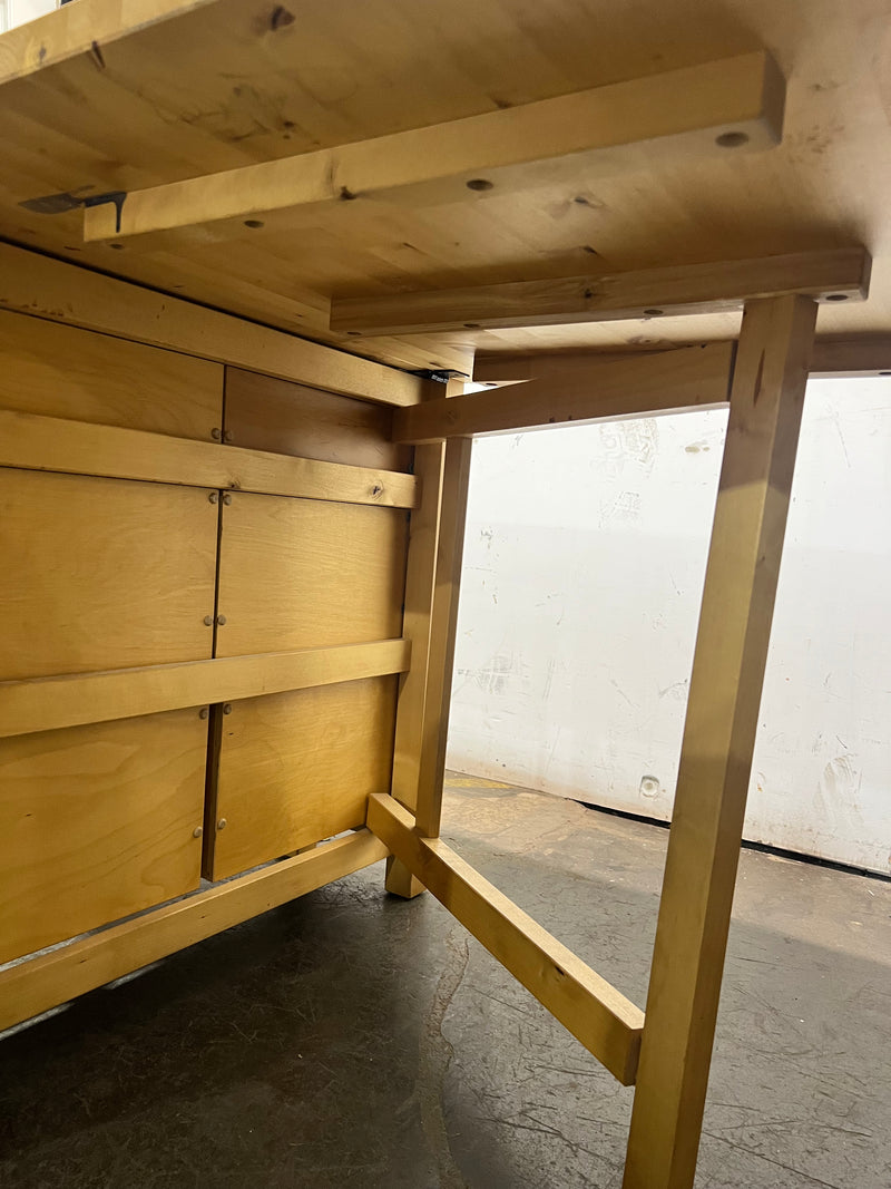 Butcher Block Drop-Leaf Table with Storage