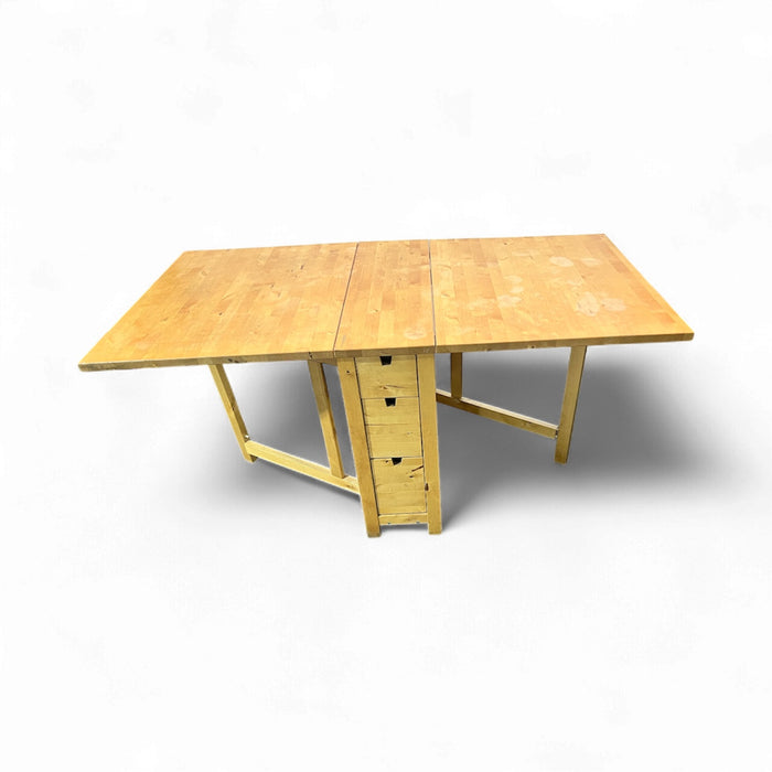 Butcher Block Drop-Leaf Table with Storage