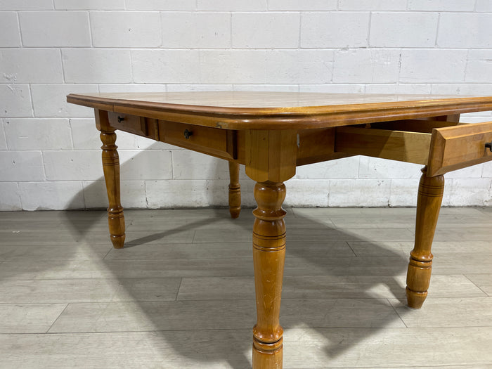 Solid Maple Farmhouse Dining Table with Storage