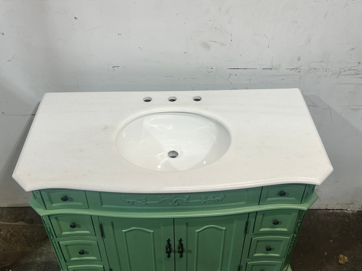 Lunette 42'' Single Bathroom Vanity with Engineered Marble Top